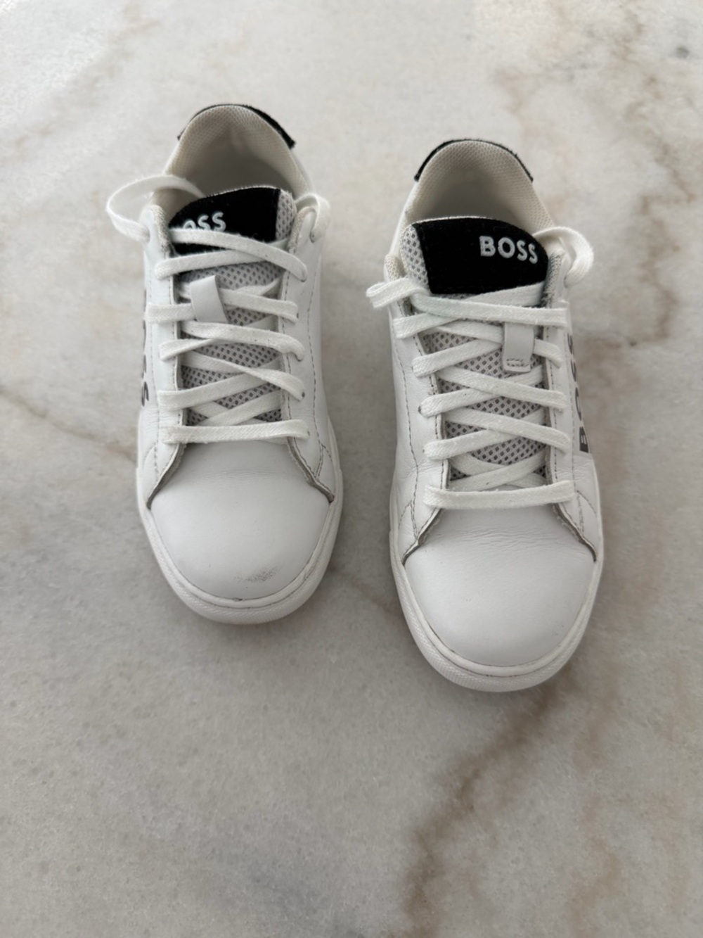 BOSS White Sneakers with Black Logo Accents